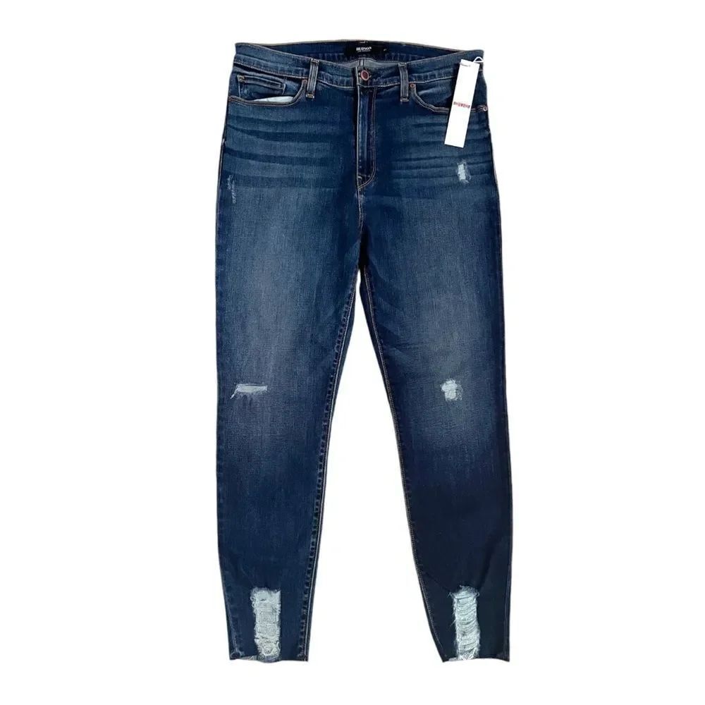 Hudson Jeans Distressed Barbara High Rise Super Skinny Ankle Size 28 NWT